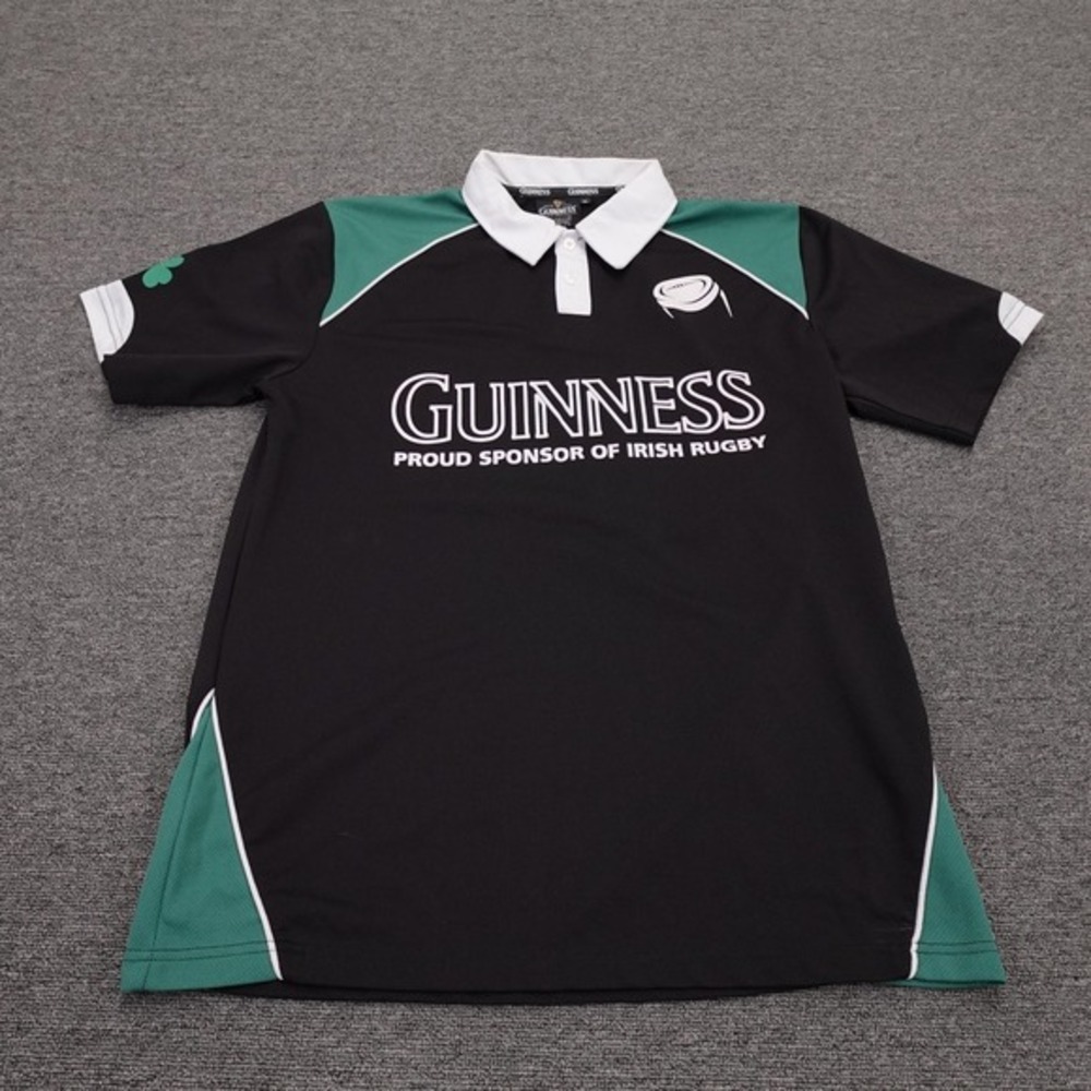 Guinness Polo Shirt Mens XL Black Irish Rugby Green Collared